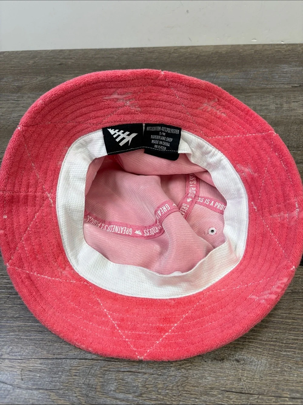 Paper Planes Terry Cloth Bucket Hat Sunkissed Pink S/M NWT